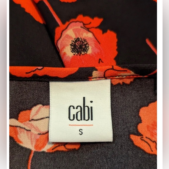 Cabi orange & black poppy blouse with split in the back. Darling! - Picture 3 of 3